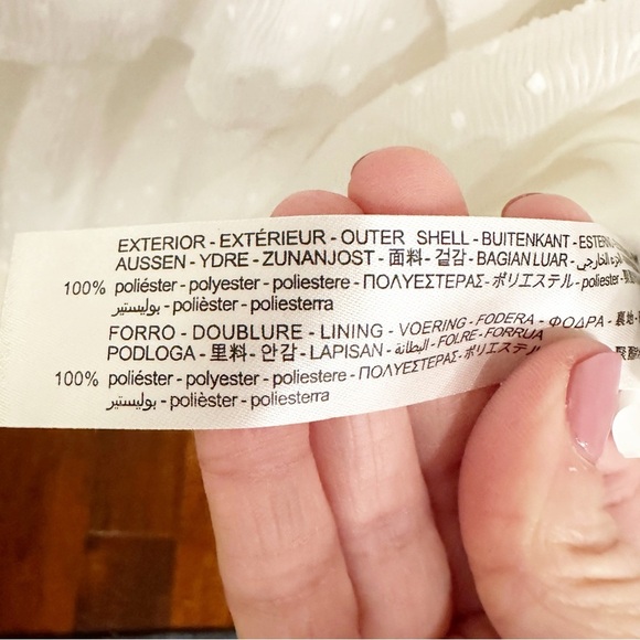 Zara Womens White Cream Swiss Dot Semi Sheer Tiered Ruffle Pussybow Tie Neck Top - Picture 7 of 13